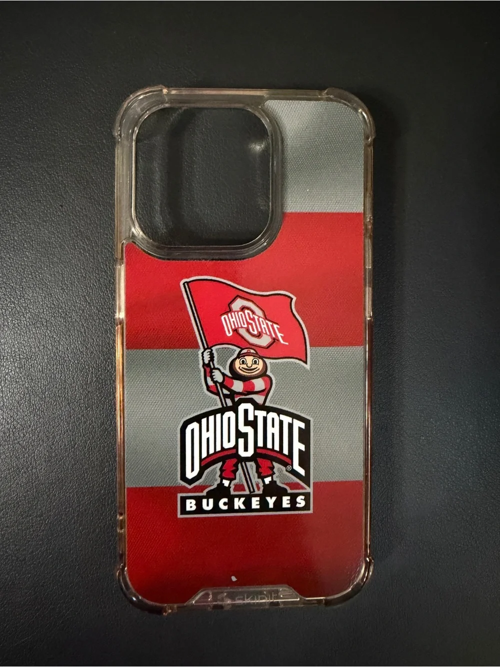 iPhone 15 Pro, MagSafe, OSU, Ohio State Buckeyes, Brutus, Red & Gray Phone Case